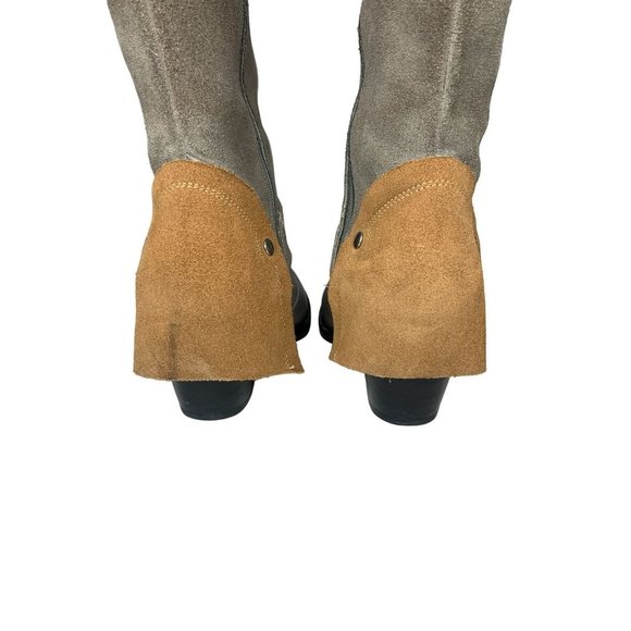 Handmade Leather & Suede Spanish Western Boots Botas de mujer  sz 8 grey & Brown - Picture 5 of 13
